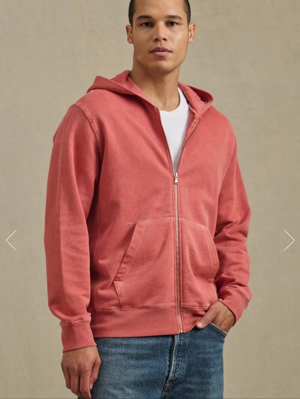 Lucky Brand Mens Salmon Pink Zip Front Hoodie XXL